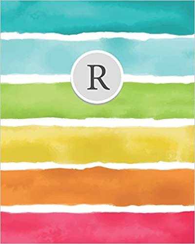 indir R: 110 Dot-Grid Pages | Bright Rainbow Watercolor Monogram Journal and Notebook | Personalized Initial Letter Journal | Monogramed Composition Notebook