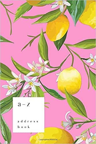indir A-Z Address Book: 4x6 Small Notebook for Contact and Birthday | Journal with Alphabet Index | Lemon Flower Leaf Cover Design | Pink