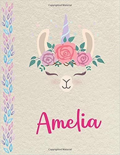indir Amelia: Personalized Llama Primary Composition Notebook for girls with pink Name: handwriting practice paper for Kindergarten to 2nd Grade Elementary ... composition books k 2, 8.5x11 in, 110 pages )