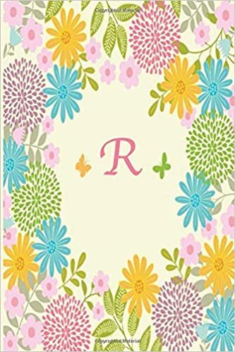 indir R:: Monogram Initial R Notebook for Women and Girls, Pink Floral Monogrammed Blank Lined Note Book, Writing Pad, Journal or Diary with ... Kids, Girls &amp; Women - 120 Pages - Size 6x9
