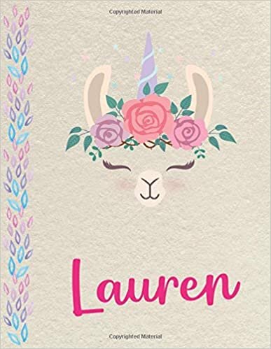 indir Lauren: Personalized Llama Primary Composition Notebook for girls with pink Name: handwriting practice paper for Kindergarten to 2nd Grade Elementary ... composition books k 2, 8.5x11 in, 110 pages )