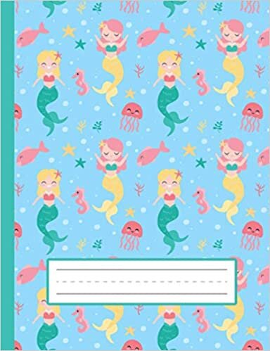 indir Mermaids, Jellyfish, Seahorse - Mermaid Primary Story Journal To Write And Draw For Grades K-2 Kids: Standard Size, Dotted Midline, Blank Handwriting Practice Paper With Picture Space For Girls, Boys