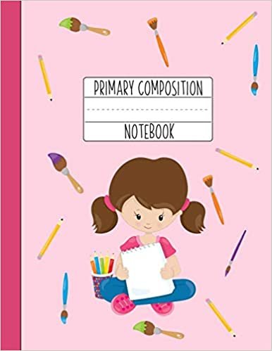 indir Primary Composition Notebook: A Pink Primary Composition Book For Girls Grades K-2 Featuring Handwriting Lines | Gifts For Girls Who Love Art | Brunette Girl Gift
