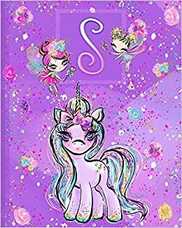 S: Unicorn Composition Notebook Wide Ruled | Monogrammed Initial S indir