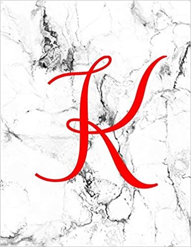 indir K: Monogram Initial K Notebook for Women, Girls and School: Marble and Red