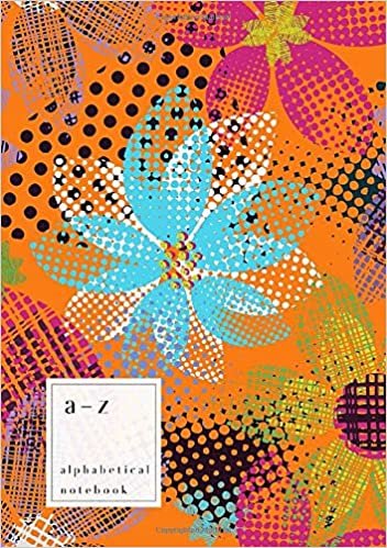 A-Z Alphabetical Notebook: A5 Medium Ruled-Journal with Alphabet Index | Abstract Grunge Flower Cover Design | Orange
