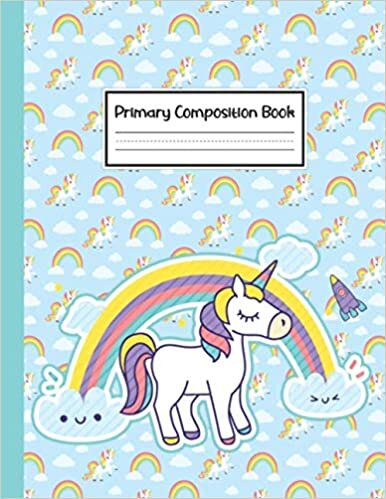 indir Unicorn Primary Composition Book: Dotted Midline and Picture Space Journal K-2 Handwriting Practice Exercise Book For Kids, Boys, Girls