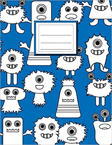 Primary Composition Notebook K-2: Draw and Write Journal 8.5x11. Cute Design. Fun Learning for Boys and Girls. Blue Cute Monsters. indir