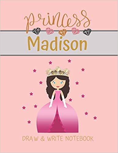 indir Princess Madison Draw &amp; Write Notebook: With Picture Space and Dashed Mid-line for Small Girls Personalized with their Name (Lovely Princess)