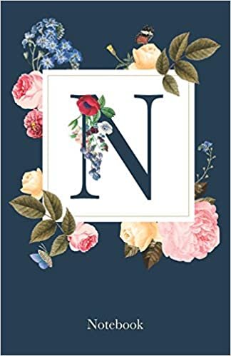 N Notebook: Name Initial Monogram Notebook with Garden Flowers 150 page Journal indir