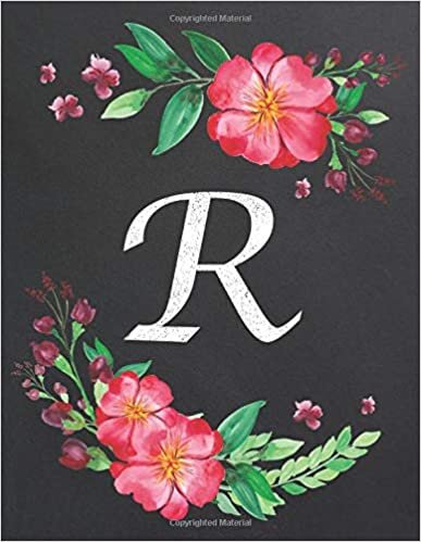 indir R: Monogram Initial R Notebook for Women and Girls, Floral Design, Lined Pages (Composition Book, Personalized Journal) (8.5 x 11 Large)