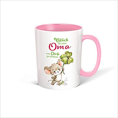 Trötsch Tasse Glück Oma weiß rosa: Kaffeetasse Teetasse Geschenkidee Geschenk (Keramiktasse / Glücksmaus) indir