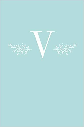 V: 110 College-Ruled Pages (6 x 9) | Light Blue Monogram Journal and Notebook with a Simple Floral Emblem | Personalized Initial Letter Journal | Monogramed Composition Notebook indir