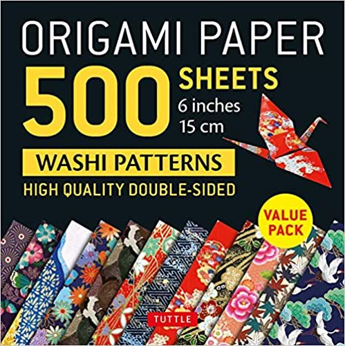 Origami Paper 500 Sheets Japanese Washi Patterns 6 in 15 Cm: High-Quality, Double-Sided Origami Sheets With 12 Different Designs Instructions for 6 Projects Included