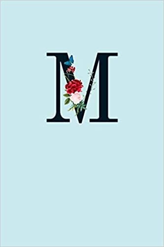 M: 110 College-Ruled Pages (6 x 9) | Light Blue Monogram Journal and Notebook with a Simple Floral Emblem | Personalized Initial Letter Journal | Monogramed Composition Notebook indir