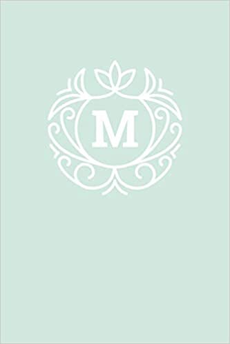 indir M: 110 Sketch Pages (6 x 9) | Monogram Sketch Notebook with a Mint Blue-Green Background and Simple Vintage Elegant Design | Personalized Initial Letter Journal | Monogramed Sketchbook