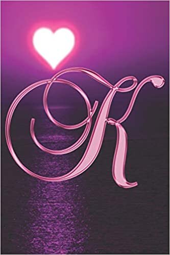 indir K Journal: A Monogrammed K Initial Capital Letter Notebook For Writing And Notes: Pink Gold Heart Sunset Beach Ocean Lake Print