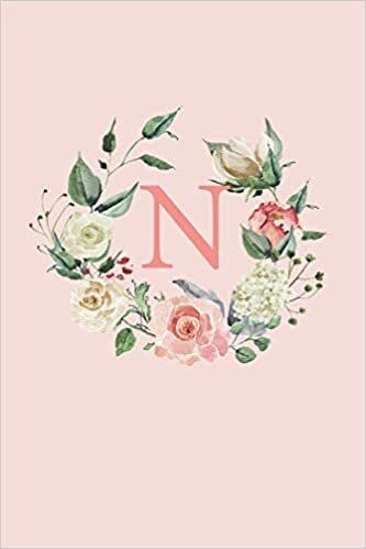 indir N: A Soft Pink Floral Wreath Monogram Sketchbook | 110 Sketchbook Pages (6 x 9) | Floral Watercolor Monogram Sketch Notebook | Personalized Initial Letter Journal | Monogramed Sketchbook