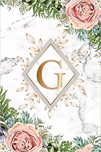 indir G: Pretty Monogram Initial G Dot Grid Bullet Notebook for Women, Girls &amp; School - Tropical Floral Marble &amp; Gold Personalized Medium Lined Journal &amp; Diary with Dot Gridded Pages.