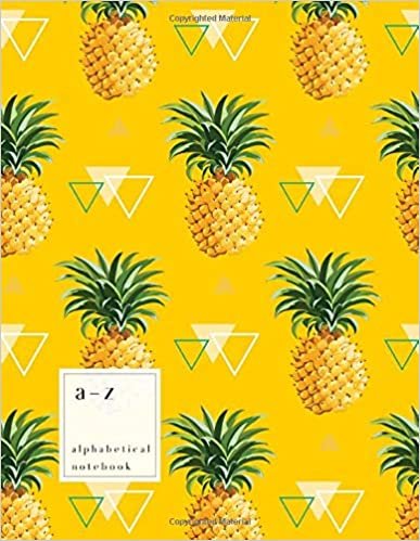 indir A-Z Alphabetical Notebook: 8.5 x 11 Large Ruled-Journal with Alphabet Index | Cute Pineapple Triangle Cover Design | Yellow