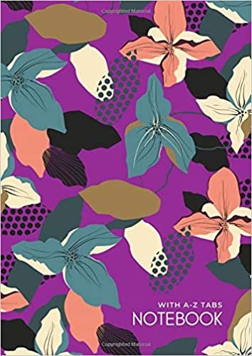 Notebook with A-Z Tabs: A4 Lined-Journal Organizer Large with Alphabetical Sections Printed | Abstract Form Flower Design Purple indir