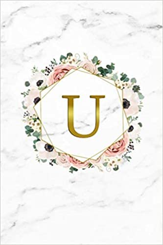 indir U: Adorable Floral Initial Monogram Letter U Blank Dot Grid Bullet Notebook for Notes &amp; Writing - Pretty Marble &amp; Gold Personalized Journal &amp; Diary for Women and Girls with Dot Gridded Pages