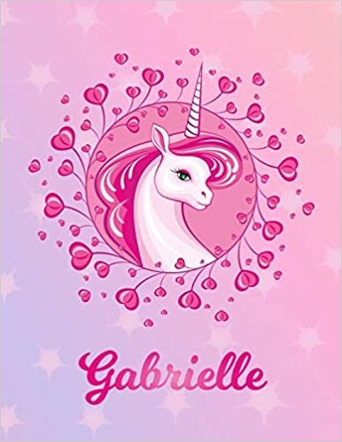 Gabrielle: Unicorn Large Blank Primary Handwriting Learn to Write Practice Paper for  Girls | Pink Purple Magical Horse Personalized Letter G Initial ... Learning | Use Imagination to Create Tales
