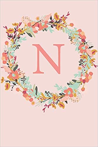 indir N: A Pink Floral Wreath Monogram Sketchbook | 110 Sketchbook Pages (6 x 9) | Floral Watercolor Monogram Sketch Notebook | Personalized Initial Letter Journal | Monogramed Sketchbook