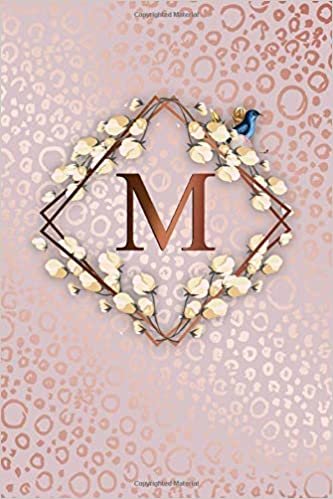 indir M: Pretty Rose Gold Medium Lined Notebook with Monogram Initial Letter M for Women &amp; Girls - Fantastic Floral Personalized Blank Medium Lined Journal &amp; Diary - Adorable Tropical Rose Gold Pattern