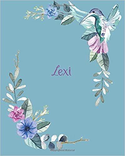 indir Lexi: 110 Pages 8x10 Inches Classic Blossom Blue Design with Lettering Name for Journal, Composition, Notebook and Self List, Lexi