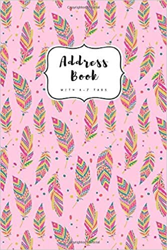 Address Book with A-Z Tabs: 4x6 Contact Journal Mini | Alphabetical Index | Ethnic Feather Pattern Design Pink indir