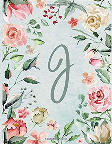 indir Notebook 8.5”x11” Lined, Letter/Initial J, Teal Pink Floral Design (Notebook 8.5”x11” Alphabet Series – Letter J, Teal Pink Floral Design)