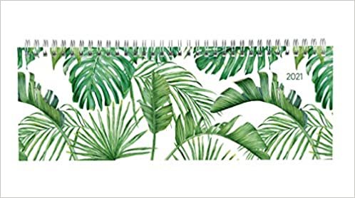 Tisch-Querkalender Style Dschungel 2021 - Büro-Planer 29,7x10,5 cm - Tisch-Kalender - 1 Woche 2 Seiten - Ringbindung - Alpha Edition indir