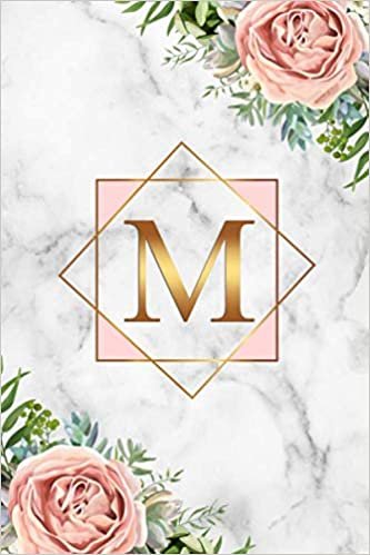 indir M: Pretty Marble Initial Monogram Letter M Blank Dot Grid Bullet Notebook for Writing &amp; Notes - Personalized Journal &amp; Diary for Girls &amp; Women with ... - Adorable Tropical Pink &amp; Gold Floral Print