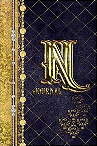 indir N Journal: Letter N Initial Monogram Lined Notebook - Elegant Diamond and Gold Print