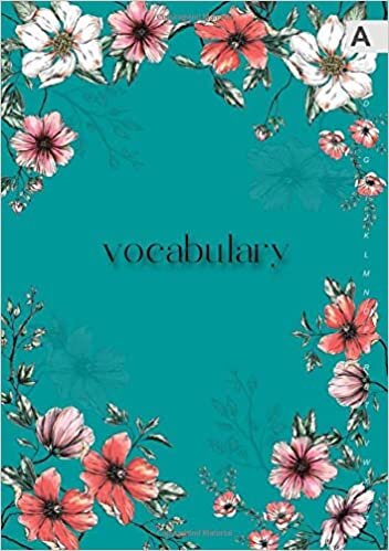 indir Vocabulary: B5 Notebook 3 Columns Medium | A-Z Alphabetical Tabs Printed | Realistic Vintage Flower Design Teal