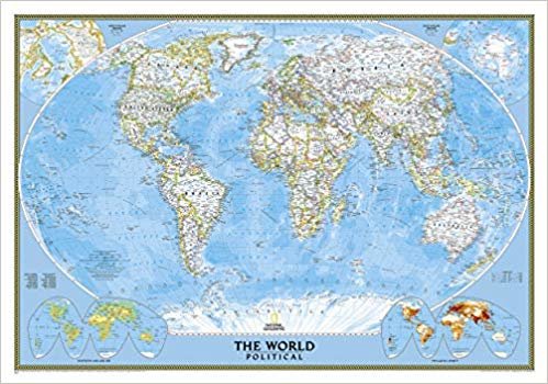 تحميل خريطة العالم كلاسيكية من [المطبوعة المغلفة] (مرجع ناشونال جيوغرافيك)
