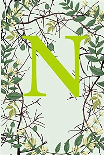 N: Letter N Monogram Initials Green Tree Branches Nature Notebook & Journal indir