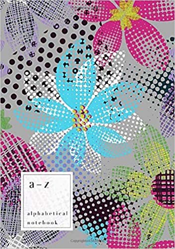 indir A-Z Alphabetical Notebook: A5 Medium Ruled-Journal with Alphabet Index | Abstract Grunge Flower Cover Design | Gray