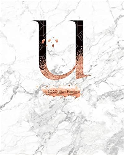2020 Diary Planner: 8x10 Rose Gold & Black January to December 2020 Diary Planner With "U" Monogram on Luxury Gray Marble indir