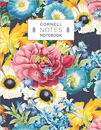 تحميل Cornell Method Notebook: Perfect for studying, notetaking, college work: Floral and navy cover