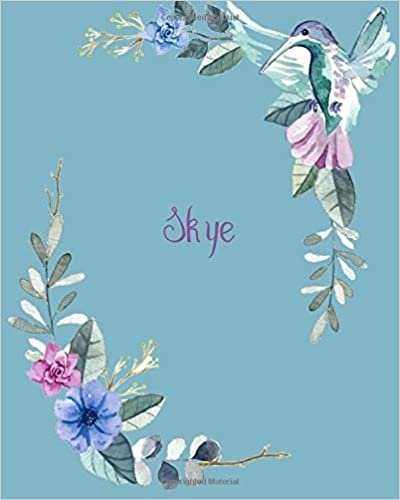 Skye: 110 Pages 8x10 Inches Classic Blossom Blue Design with Lettering Name for Journal, Composition, Notebook and Self List, Skye indir
