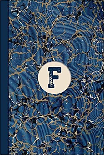 indir Monogram F Marble Notebook (Blue Ginger Edition): Blank Lined Marble Journal for Names Starting with Initial Letter F