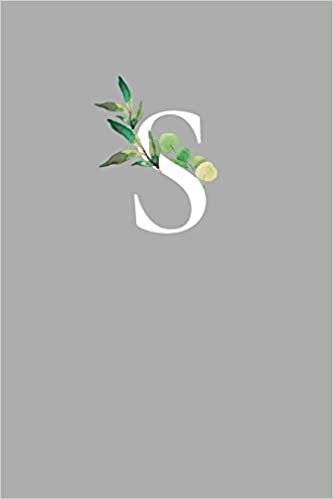 indir S: 110 Sketchbook Pages | Monogram Sketch Notebook with a Light Grey Background Vintage Floral Design | Personalized Initial Letter Journal | Monogramed Sketchbook
