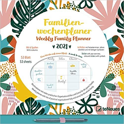 Familien Wochenkalender Flowers 2021 - Familien-Timer - Termin-Planer - Kinder-Kalender - Familien-Kalender - 30,5x30,5 indir