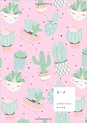 indir A-Z Address Book: A4 Large Notebook for Contact and Birthday | Journal with Alphabet Index | Pastel Cactus Succulent Heart Design | Pink