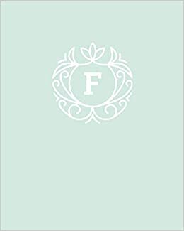 indir F: 110 Dot-Grid Pages | Monogram Journal and Notebook with a Light Mint Green Background and Simple Vintage Elegant Design | Personalized Initial Letter Journal | Monogramed Composition Notebook