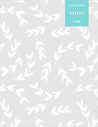 Cornell System Notes 110 Pages: Vintage Floral Notebook for Professionals and Students, Teachers and Writers | Light Grey Vine Pattern with Light Blue Tag indir