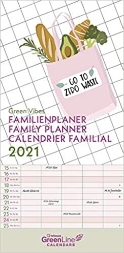GreenLine Green Vibes 2021 Familienplaner - Familien-Kalender - Kinder-Kalender 22x45 indir