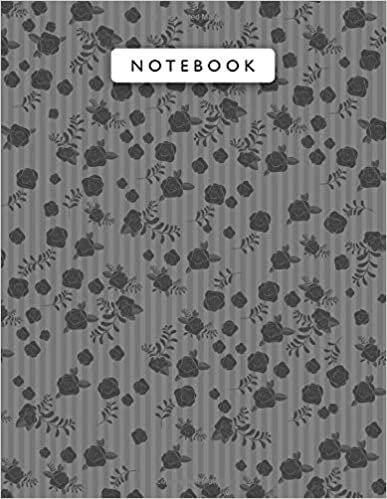 Notebook Jet Color Mini Vintage Rose Flowers Small Lines Patterns Cover Lined Journal: College, Work List, Planning, A4, 21.59 x 27.94 cm, 110 Pages, Wedding, Journal, Monthly, 8.5 x 11 inch